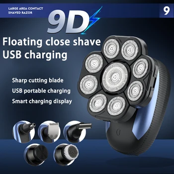 Новая электробритва 6 В 1 для мужчин 9D с плавающей режущей головкой 9D, водонепроницаемая бритва, Многофункциональный USB-триммер для зарядки