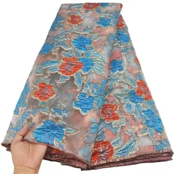 Африканская кружевная ткань с пайетками высокого качества 2023, вышивка тяжелыми пайетками, Французский тюль, кружевное Нигерийское свадебное платье FHD626