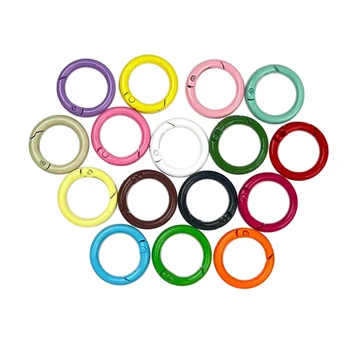 300 шт 1 дюйм 24 мм маленьких ярких цветов Пружинящие уплотнительные кольца из сплава с круглой застежкой карабин Крючок Зажим для ключей DIY Брелки для ключей