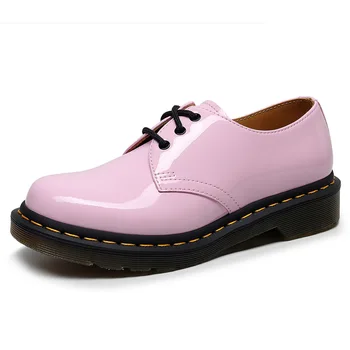 Туфли Martin с низким вырезом, розовая натуральная кожа, британский стиль, большой размер, персонализированная повседневная рабочая обувь для пары с круглым носком