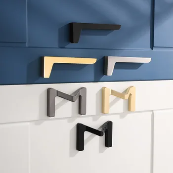 Легкие Роскошные буквы M, Ручка для дверцы шкафа, современные простые ручки для шкафов, Золотые выдвижные ящики, Мебельная фурнитура