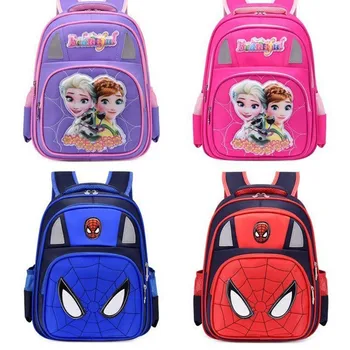 Рюкзаки принцессы Диснея для девочек с замороженной Эльзой и Анной, школьная сумка для детей, дышащий рюкзак для мальчиков с Человеком-пауком в подарок