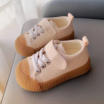 2023 г. Весенне-осенняя детская обувь для малышей, однотонная парусиновая обувь для мальчиков и девочек