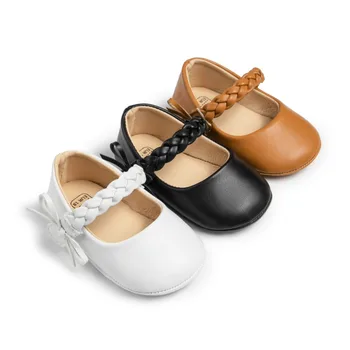 Обувь для маленьких девочек из искусственной кожи с мягкой подошвой и бантом, обувь принцессы для первого раза, обувь для малышей 0-18 месяцев, новорожденный