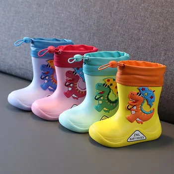 Детские съемные плюшевые непромокаемые ботинки EVA для мальчиков и девочек, водонепроницаемая обувь для малышей, легкая теплая детская водонепроницаемая обувь на четыре сезона
