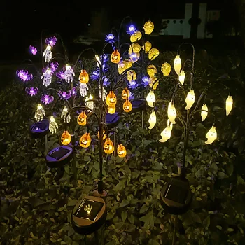 Наземные лампы с 12 головками на открытом воздухе, солнечная тыква, призрачный свет, красочные водонепроницаемые для украшения Хэллоуина, домашней вечеринки, декора газона в саду
