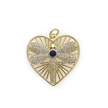 Модное Золотое ожерелье с подвеской в виде сердца и стрекозы CZ, Медные Винтажные аксессуары для изготовления ювелирных изделий для женщин, подарки 2023 года