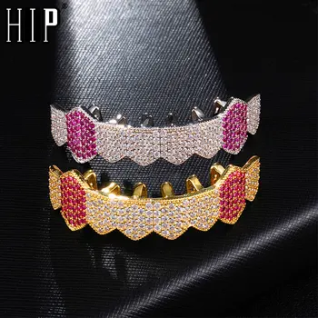 Хип-хоп Iced Out Micro Pave с фианитными зубьями Grillz, нижние очаровательные решетки для мужчин и женщин, ювелирные изделия золотого цвета