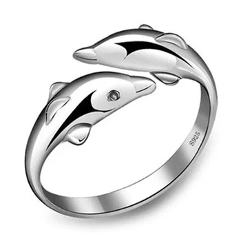 Кольцо из стерлингового серебра S925 с милым дельфином Для девочек, модные украшения, подарки