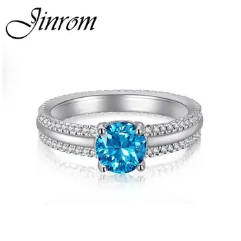 Jinrom S925 Кольцо из стерлингового серебра с драгоценным камнем Женская Роскошь 8A Цветной Высокоуглеродистый бриллиант, Кубический цирконий, Ретро-кольцо, Изысканные ювелирные изделия