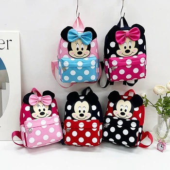 Disney 2023 Мини-рюкзак для детского сада с Микки Маусом, мультяшный яркий модный рюкзак для дошкольного возраста для мальчиков и девочек, школьный ранец 20x26x8 см