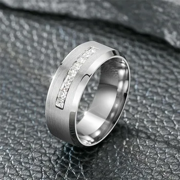 SHOUMAN Популярное мужское модное квадратное кольцо из титановой стали с микро-инкрустацией цирконом, подарочные украшения для вечеринок в Европе и Америке