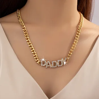 Популярные панковские ожерелья с преувеличением для женщин, Модные Винтажные ожерелья в стиле хип-хоп с хрустальными буквами, Оптовые Ожерелья для ключиц, Подарки
