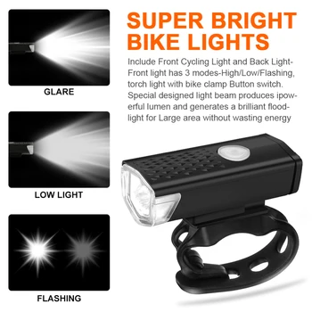 Велосипедный фонарь Светодиодная Велосипедная Передняя фара Задний фонарь USB Перезаряжаемый Задний фонарь Фонарик Велосипедный фонарь Аксессуары для велосипеда