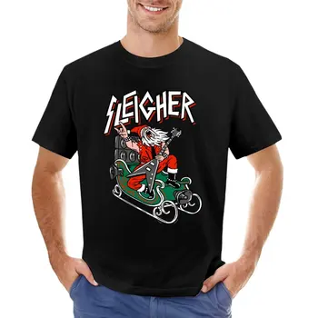 Уродливый Рождественский свитер Sleigher - Футболка с Санта-Клаусом в стиле хэви-Метал, мужская одежда, летняя одежда, графическая футболка, мужские футболки-чемпионы