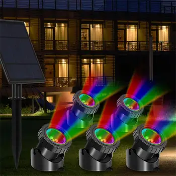 Светодиодные солнечные подводные фонари Солнечные прожекторы для пруда RGB Водонепроницаемый ландшафтный прожектор с изменением цвета, охранное освещение для Ganden