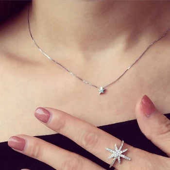 Ожерелья и подвески в виде звезд из стерлингового серебра 925 пробы Для женщин, подарок на фестиваль Fashion Lady, серебро-ювелирное колье
