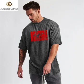 Фитнес-хлопок, мужская трендовая свободная повседневная футболка с коротким рукавом, Летняя Влагоотводящая, прохладная уличная одежда в стиле хип-хоп