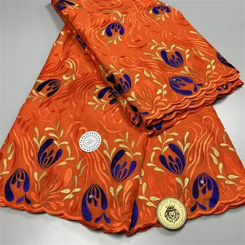 Швейцарская кружевная ткань длиной 5 ярдов, новейшая тяжелая вышивка бисером, африканские ткани из 100% хлопка, швейцарское вуалевое кружево, популярный Дубайский стиль 4L08304