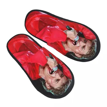 Певец Johnny Hallyday Music Удобные потертости с пеной с эффектом памяти, женские домашние туфли для спальни в стиле френч-рок