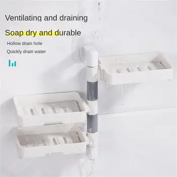 Вращающаяся Креативная сливная Трехслойная подставка для мыла, настенная неперфорированная мыльница для ванной комнаты, Сливная подставка для хранения мыла, держатель для мыла