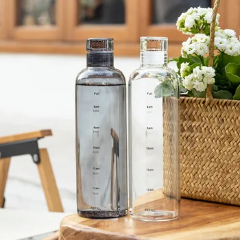 HomBistro Стеклянная бутылка для воды объемом 500 мл с крышкой для мужских бутылок Низкая цена и бесплатная доставка Ins Time Scale Cup