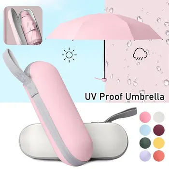 Складной Легкий Мини-зонт Rain Women Portable Travel Capsule 5 Складных женских зонтов Ветрозащитные Зонты Parasol