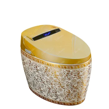 Бытовой золотой умный туалет встроенный многофункциональный электрический унитаз полностью автоматическая сушка унитаза мгновенного типа