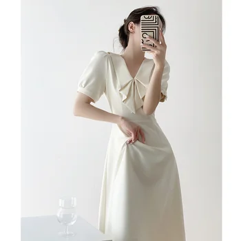 Белое платье BUTYOU с коротким рукавом, летнее французское платье с V-образным вырезом, Новый стиль, Уникальная и изысканная мягкая юбка Kikyo с запахом на талии