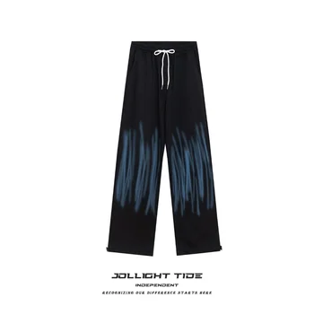 Весенне-осенние японские винтажные спортивные повседневные брюки с прямыми штанинами, мужские модные универсальные уличные брюки с завязками