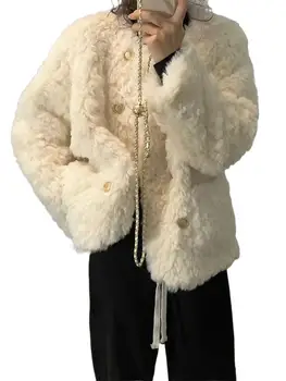2023 Женская одежда из искусственного меха Кролика Короткое пальто Новинка зимы 0828
