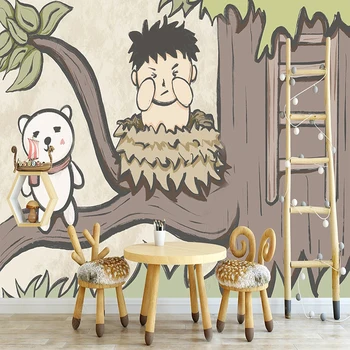 Пользовательские настенные обои Nordic Little Fresh Bear Детская комната спальня Фон Украшение стен Картина Papel De Parede Sala
