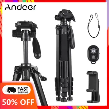 Штатив Andoer 1,88 М, штатив для камеры, подставка для штатива с зажимом для телефона, дистанционный затвор для цифровых зеркальных фотокамер Canon Sony Nikon, видеокамер, смартфонов