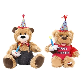 Музыкальный электронный медведь D7WF, мягкая игрушка, поющая и качающаяся плюшевая игрушка на День рождения