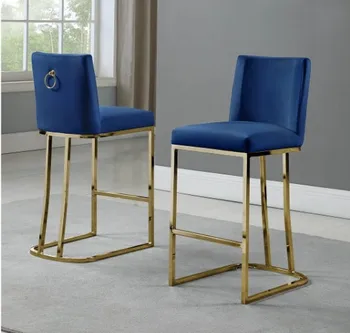 Высококачественная барная мебель, стул высотой со стойку с золотой основой из нержавеющей стали и бархатной обивкой, барный стул