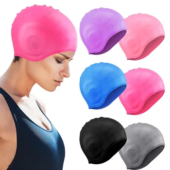 Взрослые плавательные шапочки Мужчины Женщины Силиконовая шапочка для бассейна, защищающая уши, купальные шапочки для длинных коротких волос, водонепроницаемая шапочка для дайвинга