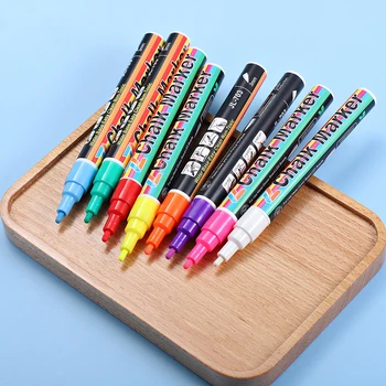 Набор 8-цветных хайлайтеров на водной основе, Протираемая беспыльная жидкость, детская доска для творчества с граффити, Стеклянная люминесцентная ручка