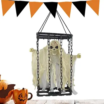 Скелет на Хэллоуин, забавный, пугающий декор на Хэллоуин, Призраки, украшения на Хэллоуин со светящимися глазами и жуткими звуками, Реалист