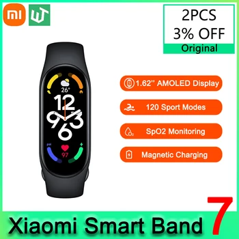 Xiaomi Mi Band 7 Смарт-браслет 8 цветов AMOLED Для измерения уровня кислорода в крови Смарт-браслет Фитнес-Трекер Сердечного ритма Bluetooth Водонепроницаемый Mi Band 7