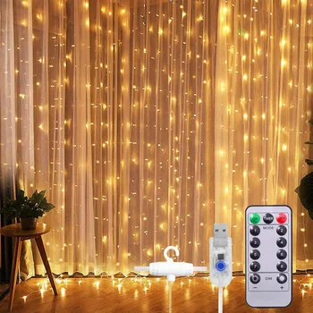Светодиодные гирлянды, 300 светодиодных сказочных ламп, Гирлянды для занавесок, гирлянды с крючками для украшения спальни на Рождество, свадьбу.