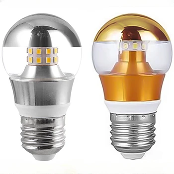 AC200-240 LED Посеребренная Стеклянная Лампа 5 Вт 7 Вт 9 Вт Полупрозрачный Ртутный Отражатель E27 E14 Magic Bean Подвесной Светильник Led Лампа