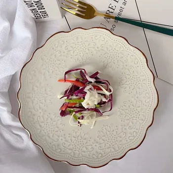 Обеденные тарелки Рельеф в европейском стиле Оригинальность домашнего обихода Индивидуальность Керамическая посуда Западная кухня Стейк-кухня