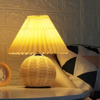 Уникальная настольная лампа, энергосберегающие осветительные приборы, моющийся абажур, Плиссированный зонт, светодиодная настольная лампа для спальни, прикроватная лампа