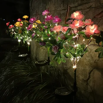 Наружное украшение сада во внутреннем дворе Солнечные светодиодные фонари Заземляющая Вилка Лампа Имитация Красного цветка Иншань Солнечная Азалия Газонная лампа
