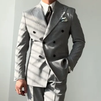 Высококачественный Свадебный костюм для мужчин, деловой, формальный, повседневный, Двубортный, костюм, 2 предмета, костюм для вечеринки в офисе, костюм для выпускного вечера