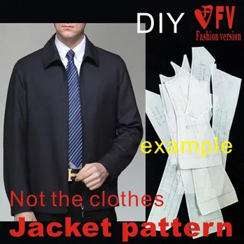 Базовое мужское повседневное пальто с фирменным воротником, куртка на молнии с бумажным рисунком 1: 1, рисунок на швейной пластине для одежды AJK-1