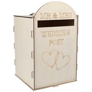 Свадебный деревянный почтовый ящик в деревенском стиле, подарочный держатель для почтового ящика, украшения для рукоделия, свадебные принадлежности (с ключом)