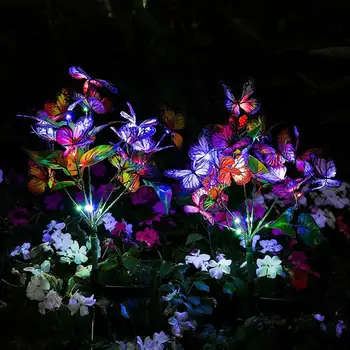 Бабочки Солнечный свет Садовые бабочки Свет, устойчивые к атмосферным воздействиям Бабочки Солнечная лампа Ip65 Водонепроницаемая светодиодная ночная для улицы