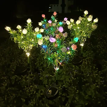 11 Головных солнечных светильников Gardenia Наружная Водонепроницаемая Декоративная Ландшафтная светодиодная лампа для вечеринки на заднем дворе, Дорожка для садоводства, Аксессуары