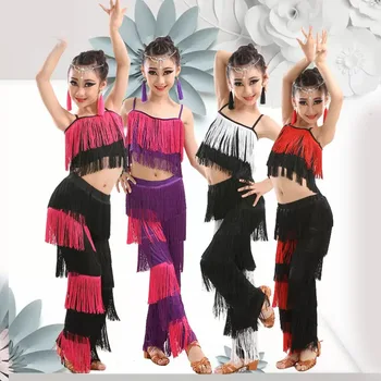 Одежда для латиноамериканских танцев для девочек, весенне-летняя детская тренировка, высококлассные соревнования, профессиональная юбка для танцев с кисточками